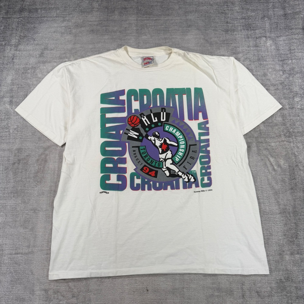 Croatia Shirt Men XL White Vtg 1994 FIBA World Championship Nutmeg Basketball